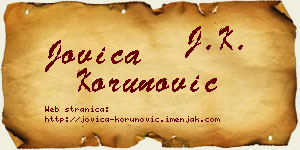 Jovica Korunović vizit kartica
